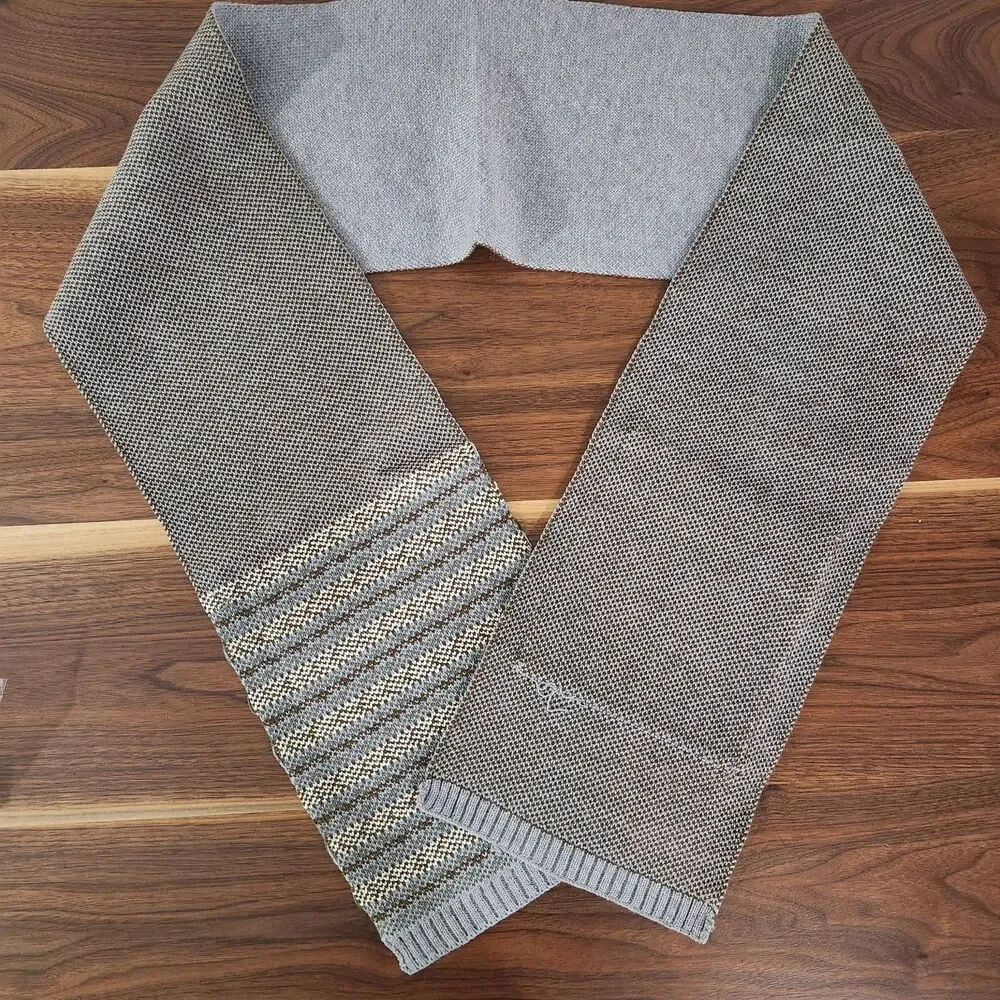 Thirty One Gray Fairisle Warm Winter Scarf Pocket Youth
